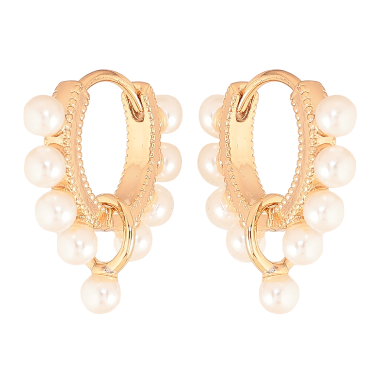 Сережки Xuping колір Позолота 18К підвіски на колечках "Візерунок з перлинами" фото №1