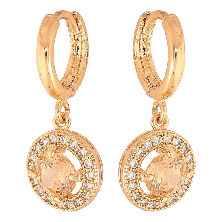 Серьги Xuping цвет Позолота 18K подвески на колечках "Песочные кристаллы в колечках" фото №8
