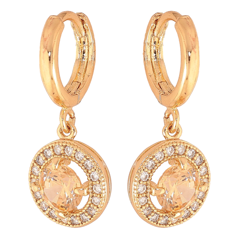 Серьги Xuping цвет Позолота 18K подвески на колечках "Песочные кристаллы в колечках" фото №1