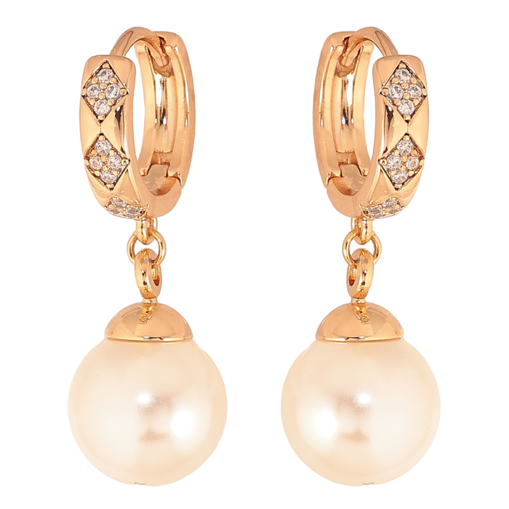 Сережки Xuping колір Позолота 18К підвіски на колечках "Перлинні підвіски" фото №15