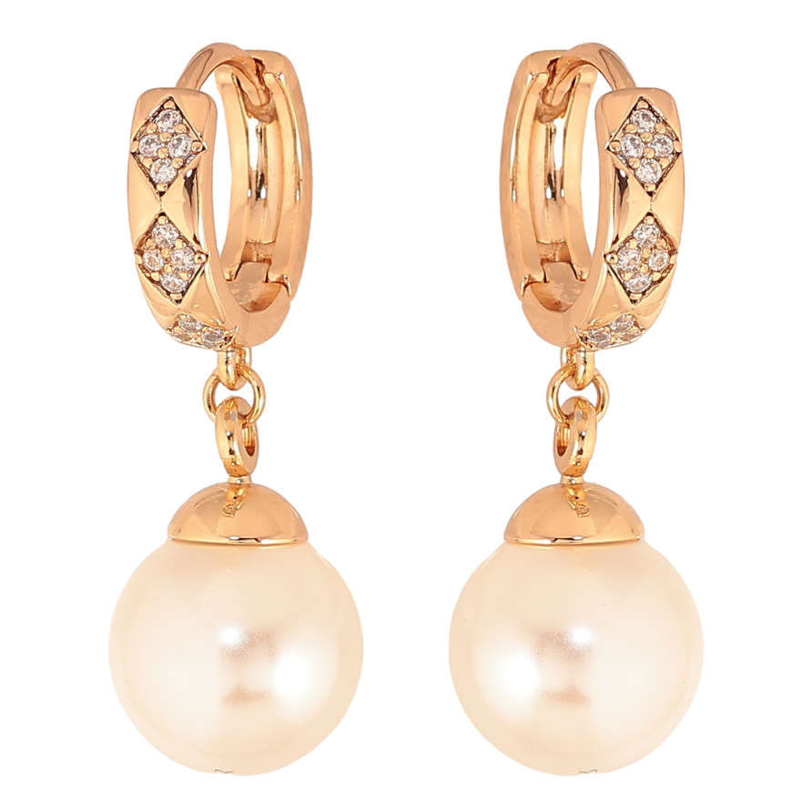 Серьги Xuping цвет Позолота 18К подвески на колечках "Жемчужные подвески" фото №1 Серьги Xuping цвет Позолота 18К подвески на колечках "Жемчужные подвески" фото №1