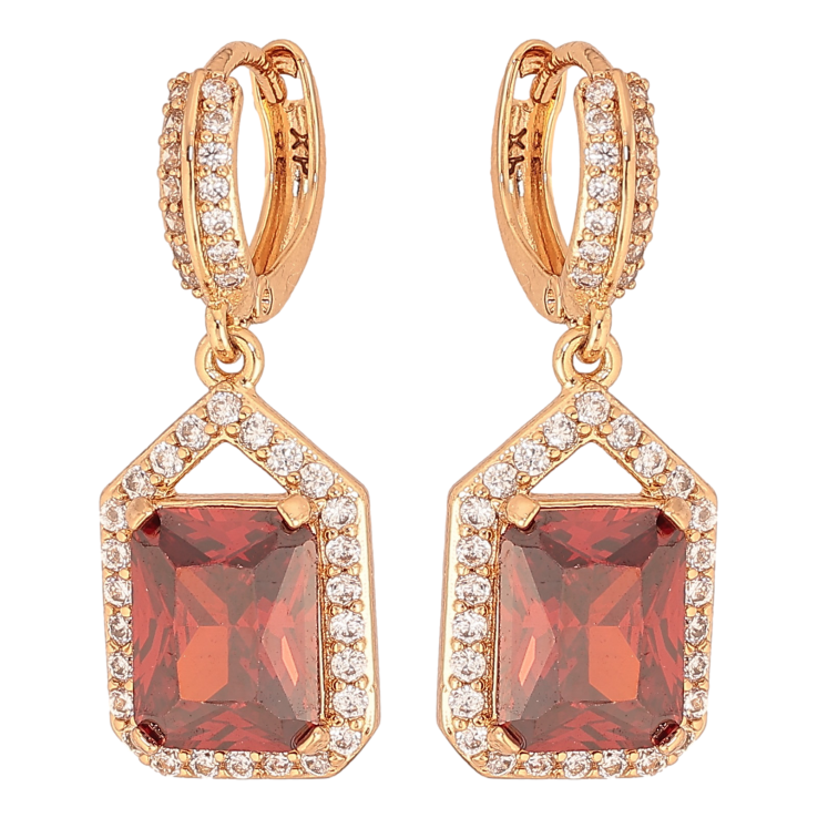 Сережки Xuping колір Позолота 18К підвіски на колечках "Інкрустація з червоними кристалами" фото №14