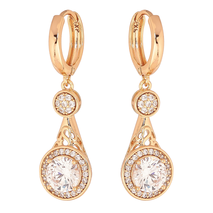 Сережки Xuping колір Позолота 18К підвіски на колечках "Інкрустація кристалами" фото №23 Сережки Xuping колір Позолота 18К підвіски на колечках "Інкрустація кристалами" фото №23