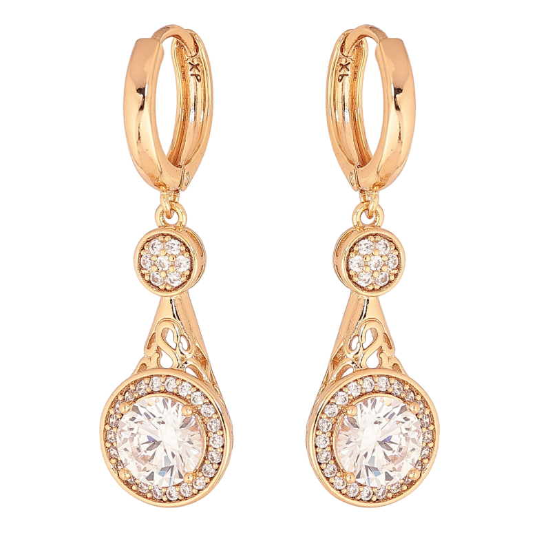 Сережки Xuping колір Позолота 18К підвіски на колечках "Інкрустація кристалами" фото №1