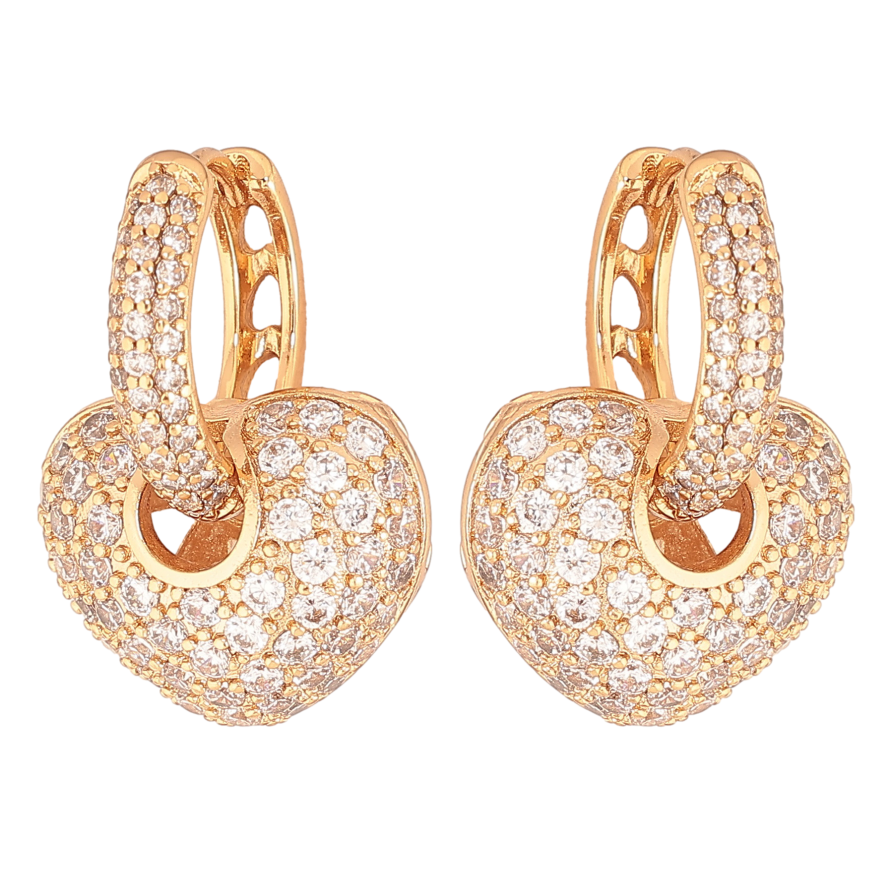 Сережки Xuping колір Позолота 18К підвіски на колечках "Сердечки з інкрустацією кристалами" 2 в 1 фото №1 Сережки Xuping колір Позолота 18К підвіски на колечках "Сердечки з інкрустацією кристалами" 2 в 1 фото №1