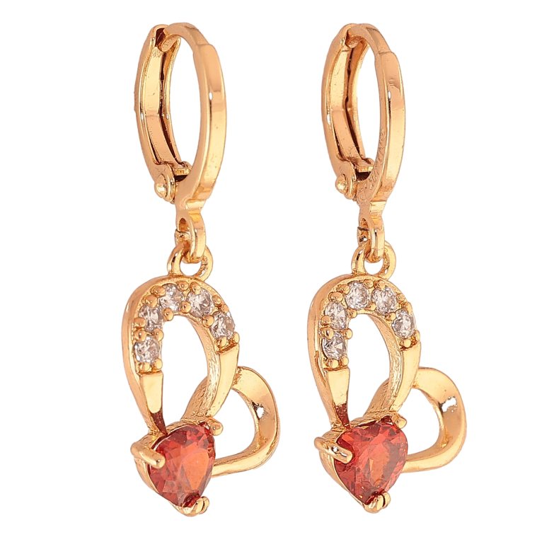 Серьги Xuping цвет Позолота 18K подвески на колечках "Сердечки с красными кристаллами" на одну сторону фото №7 Серьги Xuping цвет Позолота 18K подвески на колечках "Сердечки с красными кристаллами" на одну сторону фото №7