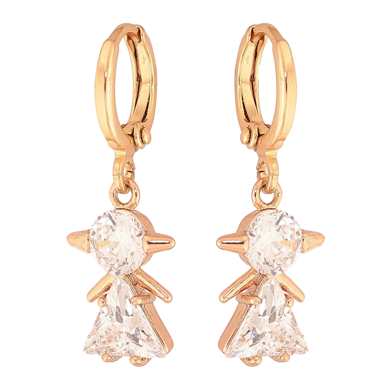 Серьги Xuping цвет Позолота 18K подвески на колечках "Кристальные человечки" фото №2