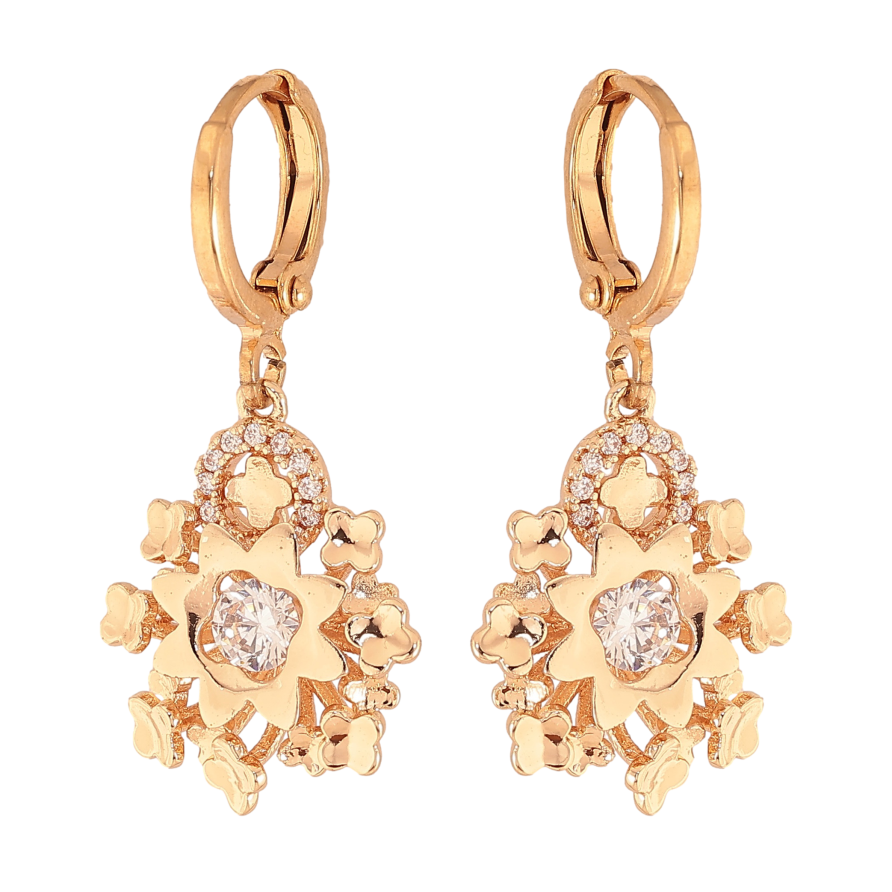 Сережки Xuping колір Позолота 18К підвіски на колечках "Сніжинки" фото №1