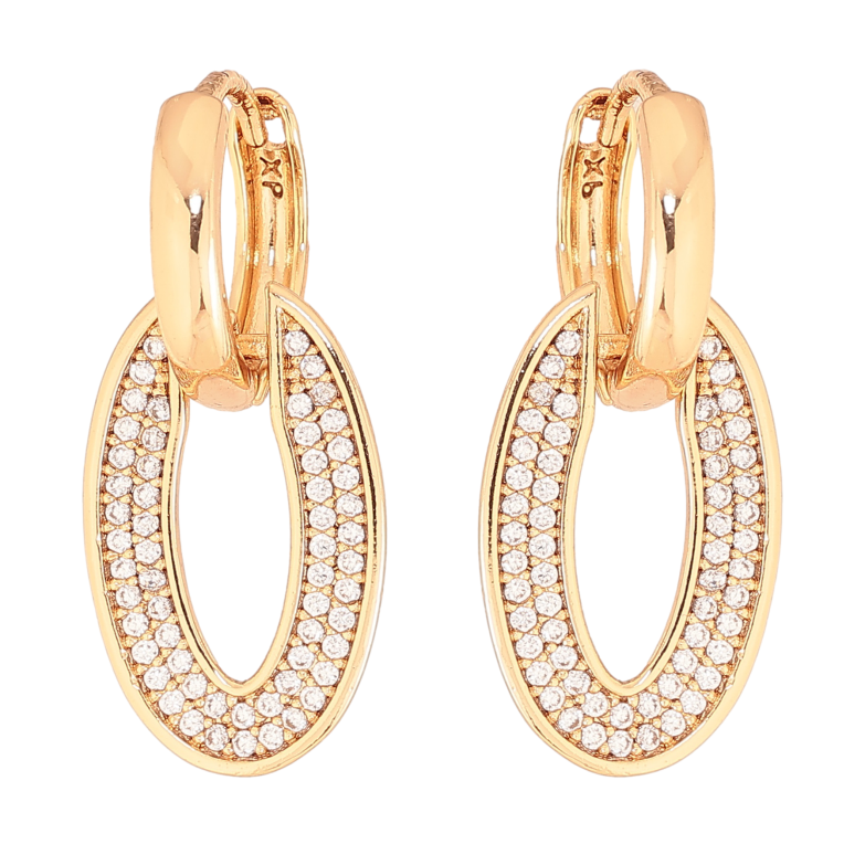 Сережки Xuping колір Позолота 18К підвіски на колечках "Інкрустація кристалами" фото №1