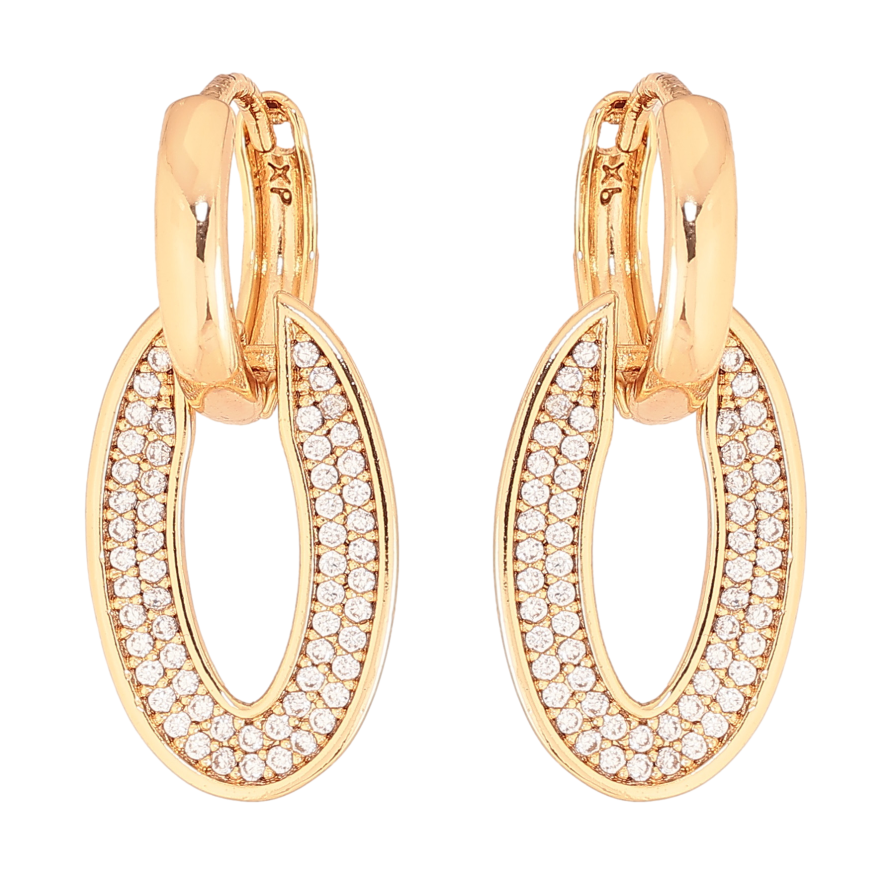 Сережки Xuping колір Позолота 18К підвіски на колечках "Інкрустація кристалами" фото №1