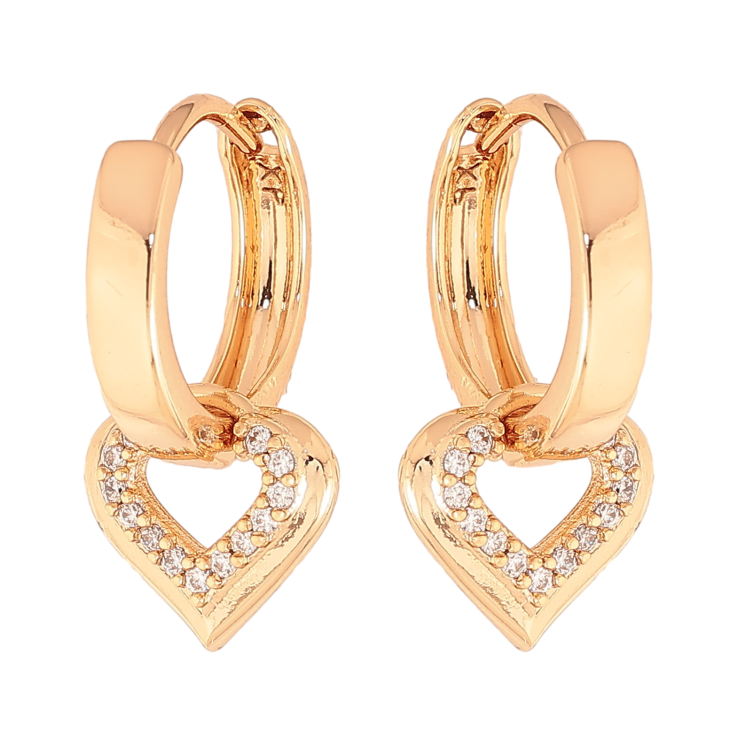 Сережки Xuping колір Позолота 18K підвіски на колечках "Сердечка" 2 в 1 фото №3