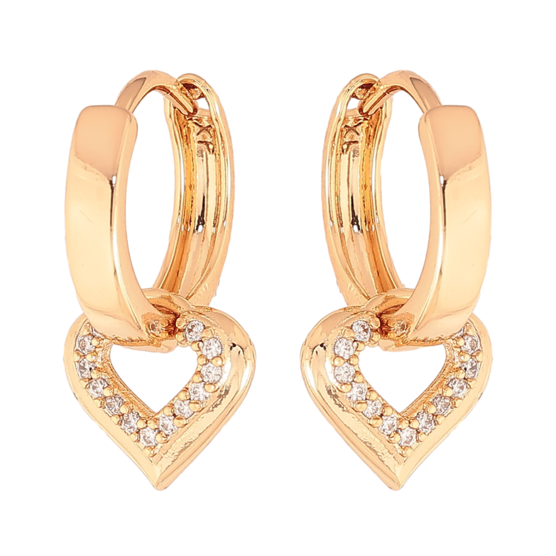 Сережки Xuping колір Позолота 18K підвіски на колечках "Сердечка" 2 в 1 фото №1