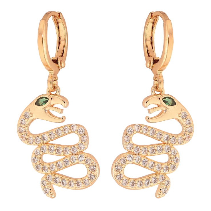 Сережки Xuping колір Позолота 18K підвіски на колечках "Змії" фото №7 Сережки Xuping колір Позолота 18K підвіски на колечках "Змії" фото №7