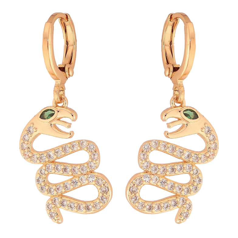 Серьги Xuping цвет Позолота 18K подвески на колечках "Змеи" фото №1 Серьги Xuping цвет Позолота 18K подвески на колечках "Змеи" фото №1