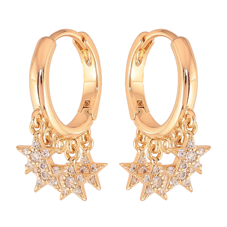 Сережки Xuping колір Позолота 18K підвіски на колечках "Зірочки" фото №16
