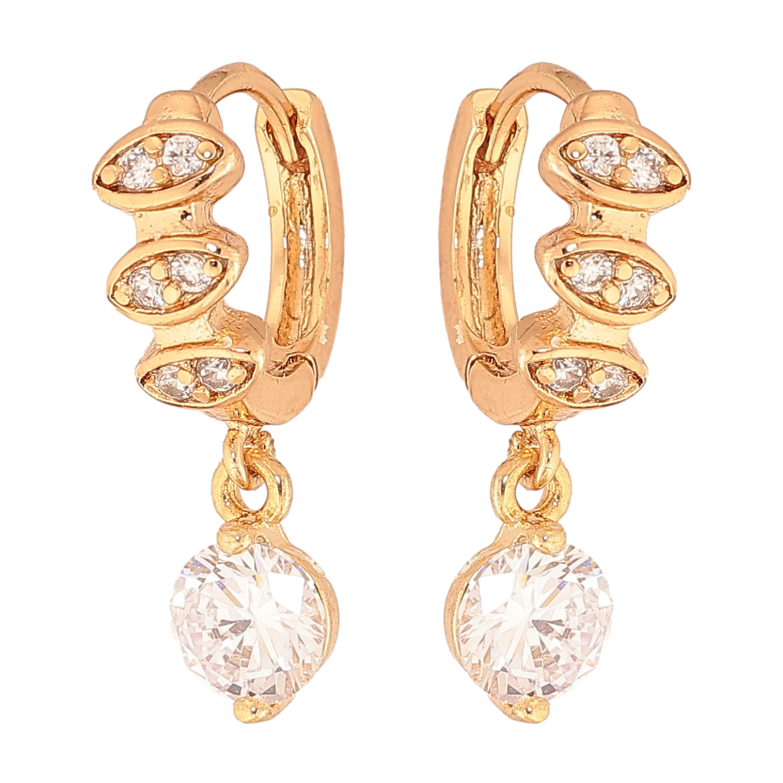 Сережки Xuping колір Позолота 18K підвіски на колечках "Кристали" фото №2