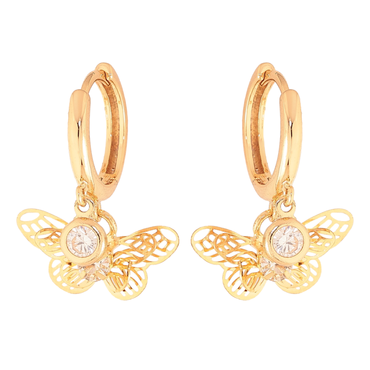 Серьги Xuping цвет Позолота 18K подвески на колечках "Бабочки с кристаллами" фото №21 Серьги Xuping цвет Позолота 18K подвески на колечках "Бабочки с кристаллами" фото №21