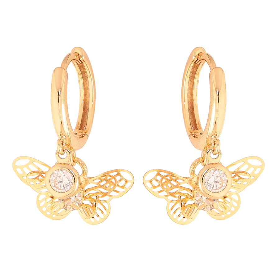 Серьги Xuping цвет Позолота 18K подвески на колечках "Бабочки с кристаллами" фото №1 Серьги Xuping цвет Позолота 18K подвески на колечках "Бабочки с кристаллами" фото №1