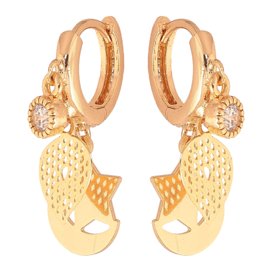 Серьги Xuping цвет Позолота 18K подвески на колечках "Декоративный узор с кристаллами" фото №1 Серьги Xuping цвет Позолота 18K подвески на колечках "Декоративный узор с кристаллами" фото №1