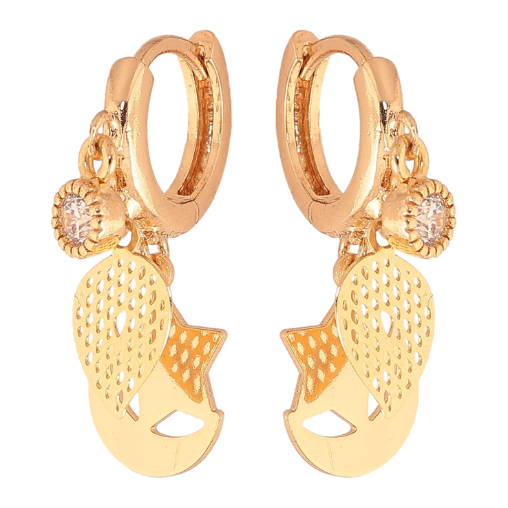 Серьги Xuping цвет Позолота 18K подвески на колечках "Декоративный узор с кристаллами" фото №8