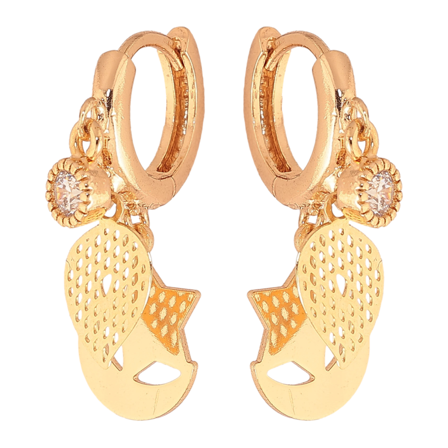 Серьги Xuping цвет Позолота 18K подвески на колечках "Декоративный узор с кристаллами" фото №1 Серьги Xuping цвет Позолота 18K подвески на колечках "Декоративный узор с кристаллами" фото №1
