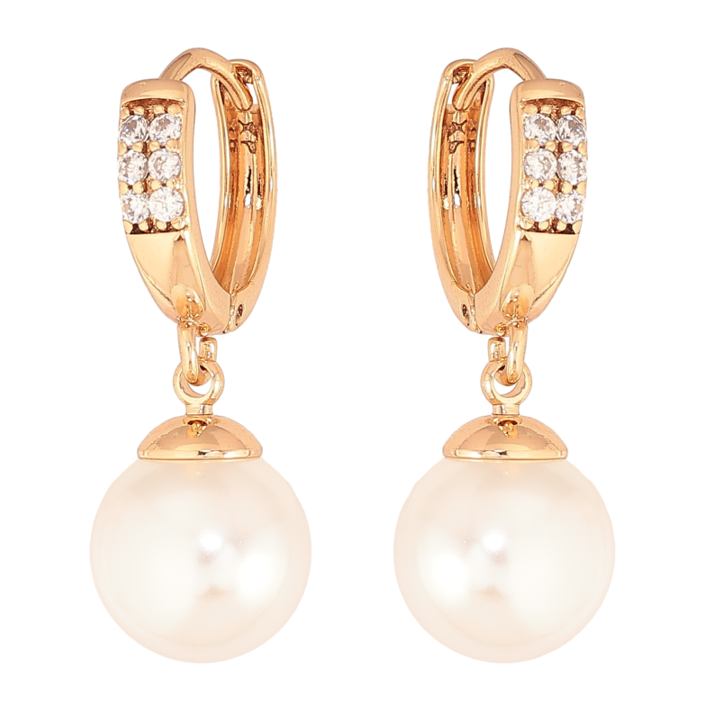 Сережки Xuping колір Позолота 18K підвіски на колечках "Перлини" ø 10мм фото №1