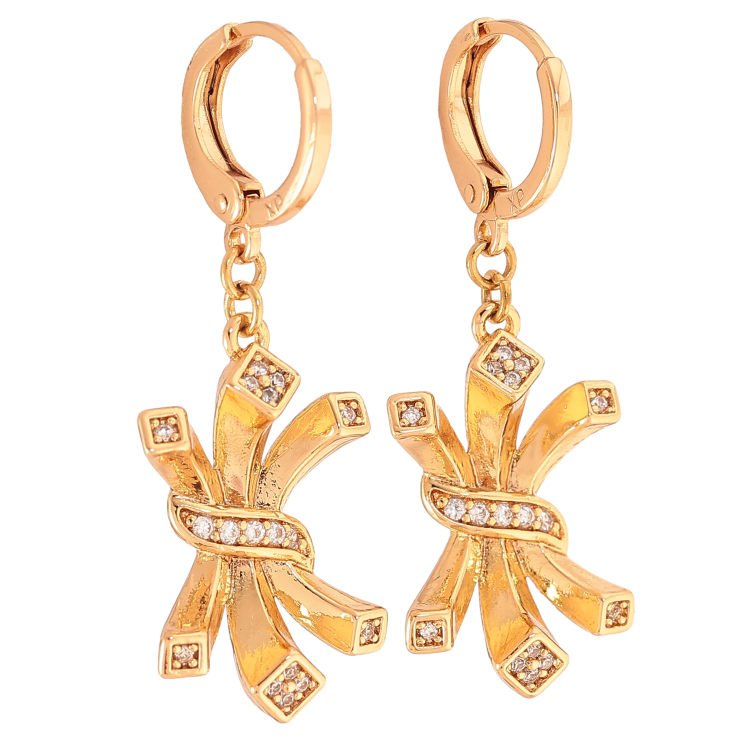 Серьги Xuping цвет Позолота 18K подвески на колечках "Декоративные" - Фото 4