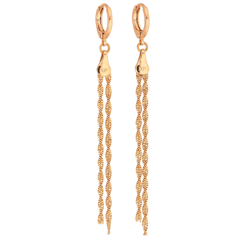 Серьги Xuping цвет Позолота 18К подвески на колечках "Две цепочки" фото №1