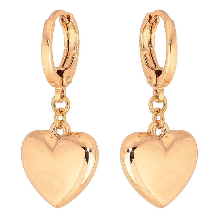 Серьги Xuping цвет Позолота 18К подвески на колечках "Сердечки" фото №17