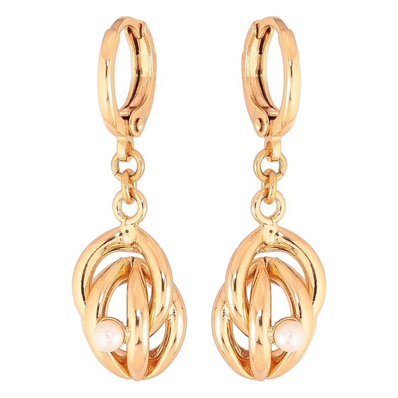 Сережки Xuping колір Позолота 18К підвіски на колечках "Візерунок з кристалами" фото №1