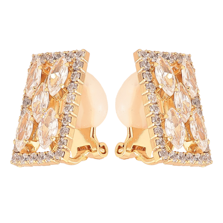 Сережки Xuping колір Позолота 18К кліпси "Інкрустація кристалами" фото №11