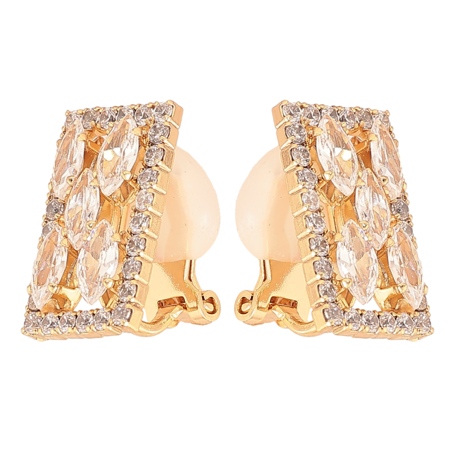 Сережки Xuping колір Позолота 18К кліпси "Інкрустація кристалами" фото №1