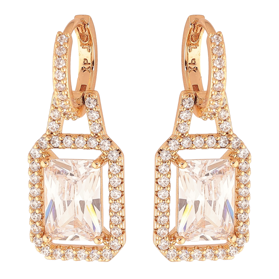 Сережки Xuping колір Позолота 18K підвіски на колечках "Кристальний блиск" фото №1 Сережки Xuping колір Позолота 18K підвіски на колечках "Кристальний блиск" фото №1