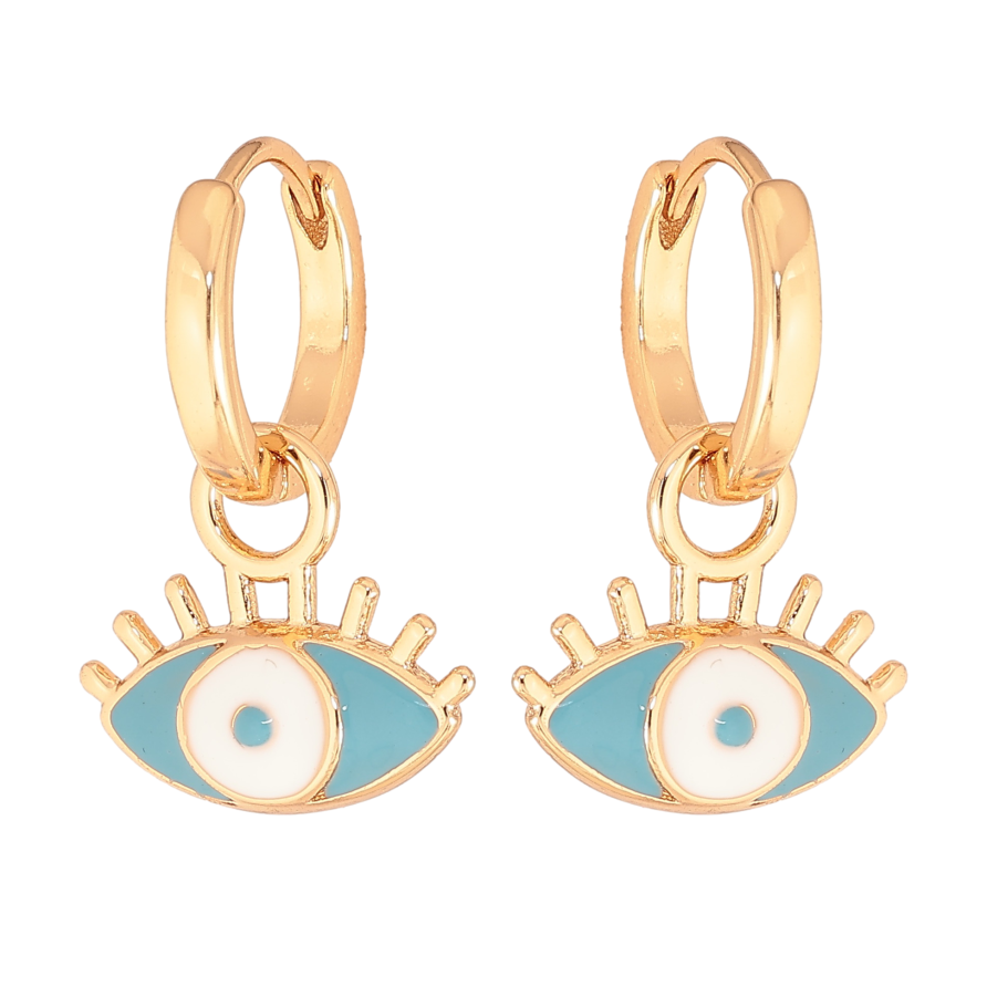 Сережки Xuping колір Позолота 18К підвіски на колечках "Очі з емаллю" 2 в 1 фото №1