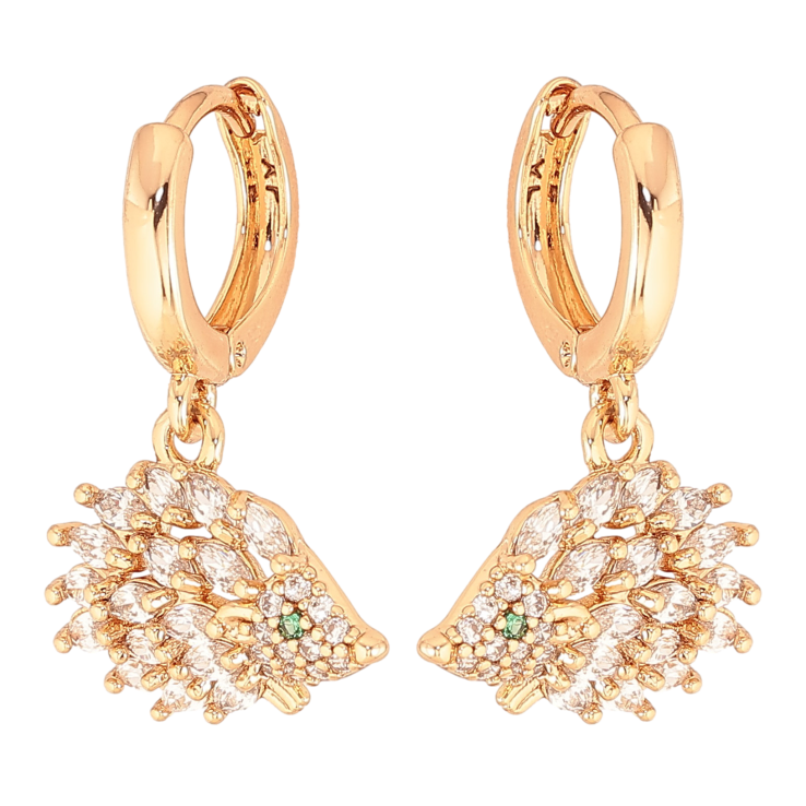 Сережки Xuping колір Позолота 18К підвіски на колечках "Кристальні їжачки" фото №19