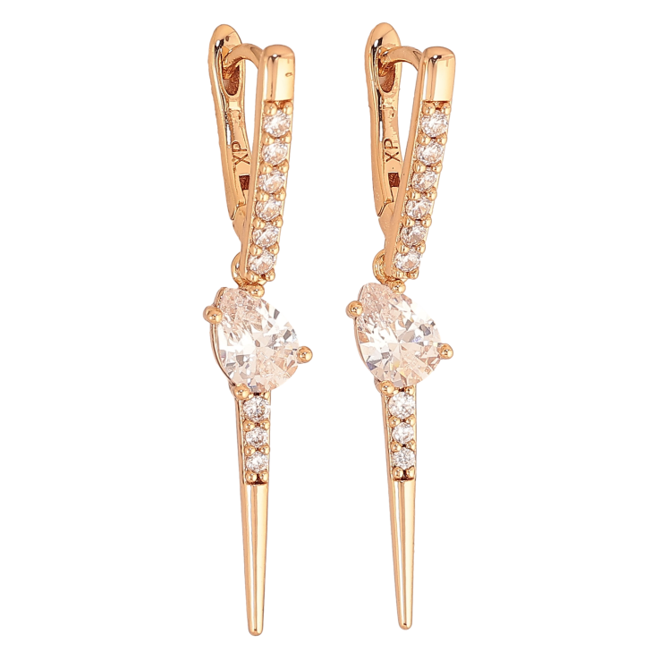 Сережки Xuping колір Позолота 18К підвіски на колечках "Підвіски з кристалами" фото №3