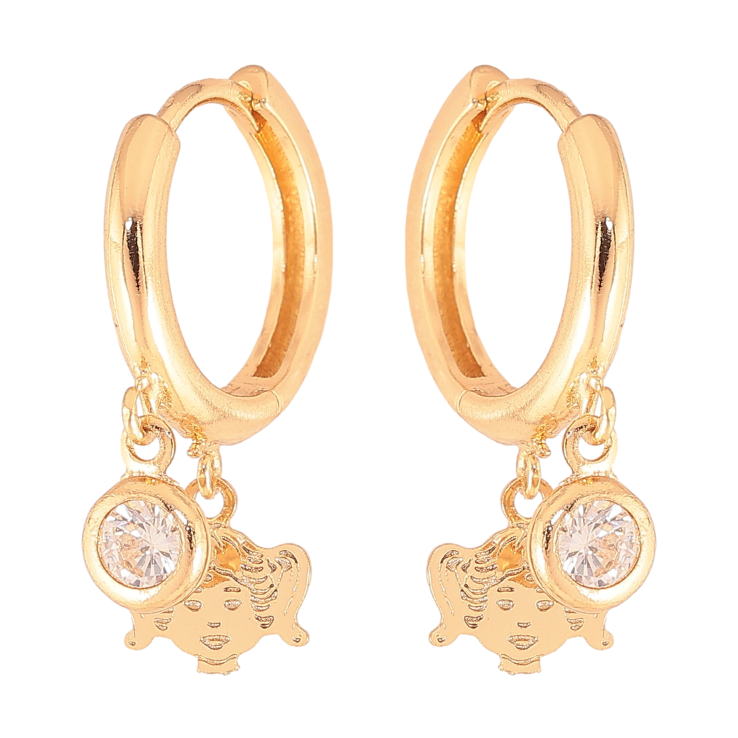 Сережки Xuping колір Позолота 18K підвіски на колечках "Дівчатка з кристалами" фото №24