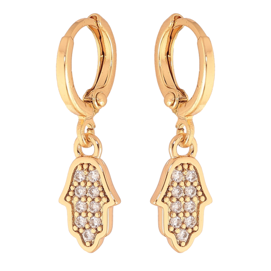 Серьги Xuping цвет Позолота 18K подвески на колечках "Узор с кристаллами" фото №1