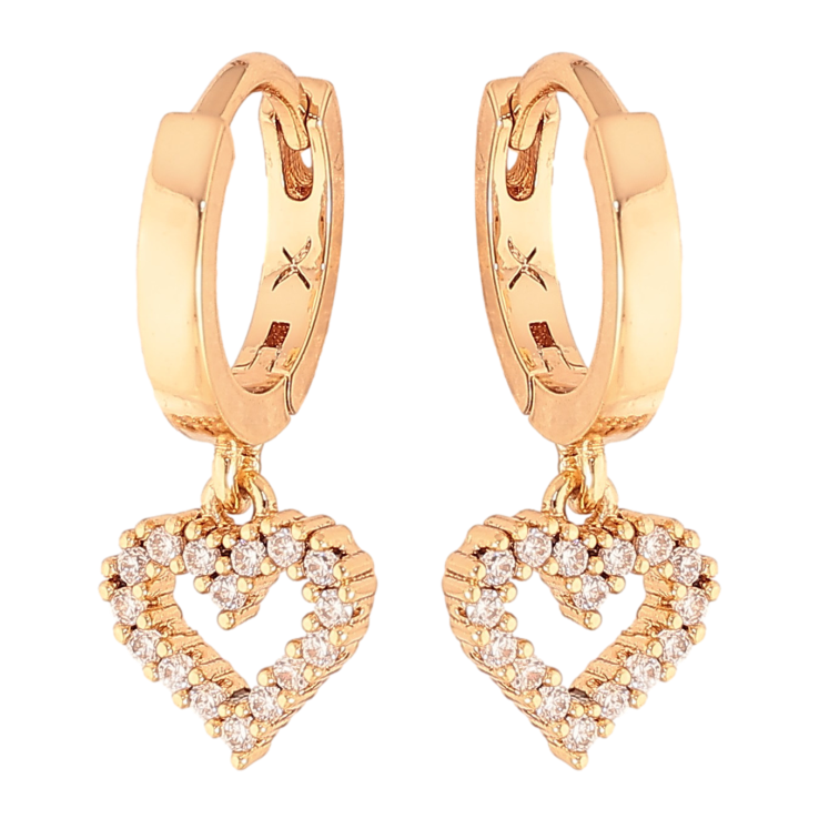 Сережки Xuping колір Позолота 18K підвіски на колечках "Сердечка"  фото №9