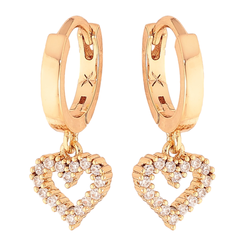 Серьги Xuping цвет Позолота 18K подвески на колечках "Сердечки"  фото №1