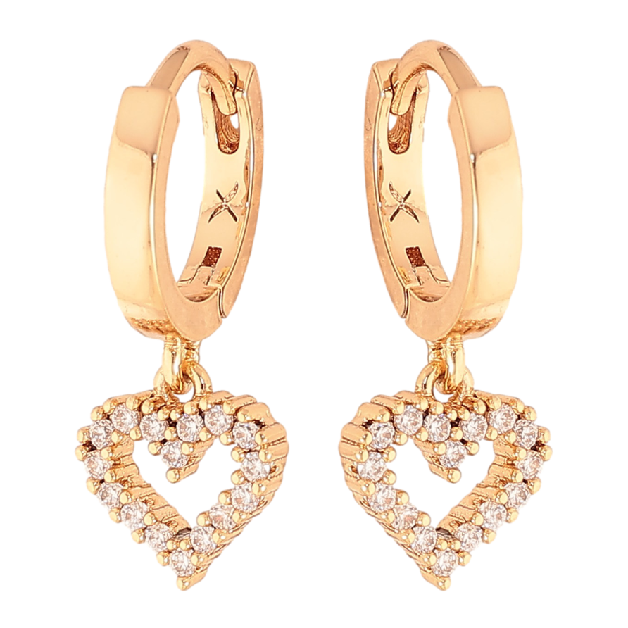 Сережки Xuping колір Позолота 18K підвіски на колечках "Сердечка"  фото №1