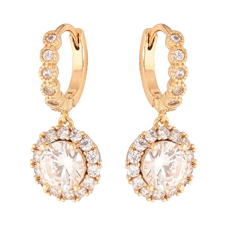 Сережки Xuping колір Позолота 18К підвіски на колечках "Кристальний блиск" фото №1