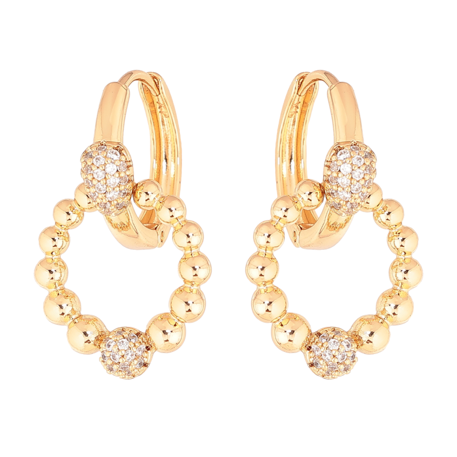 Сережки Xuping колір Позолота 18К підвіски на колечках "Колечка з інкрустацією кристалами"  фото №1