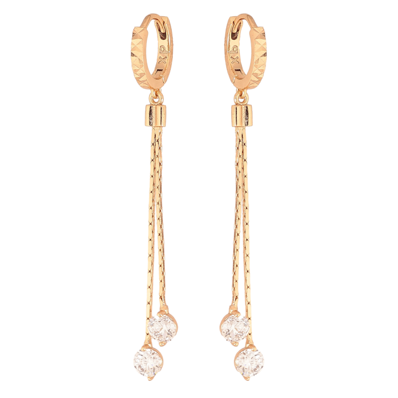 Серьги Xuping цвет Позолота 18К подвески на колечках "Кристальные подвески" фото №1 Серьги Xuping цвет Позолота 18К подвески на колечках "Кристальные подвески" фото №1