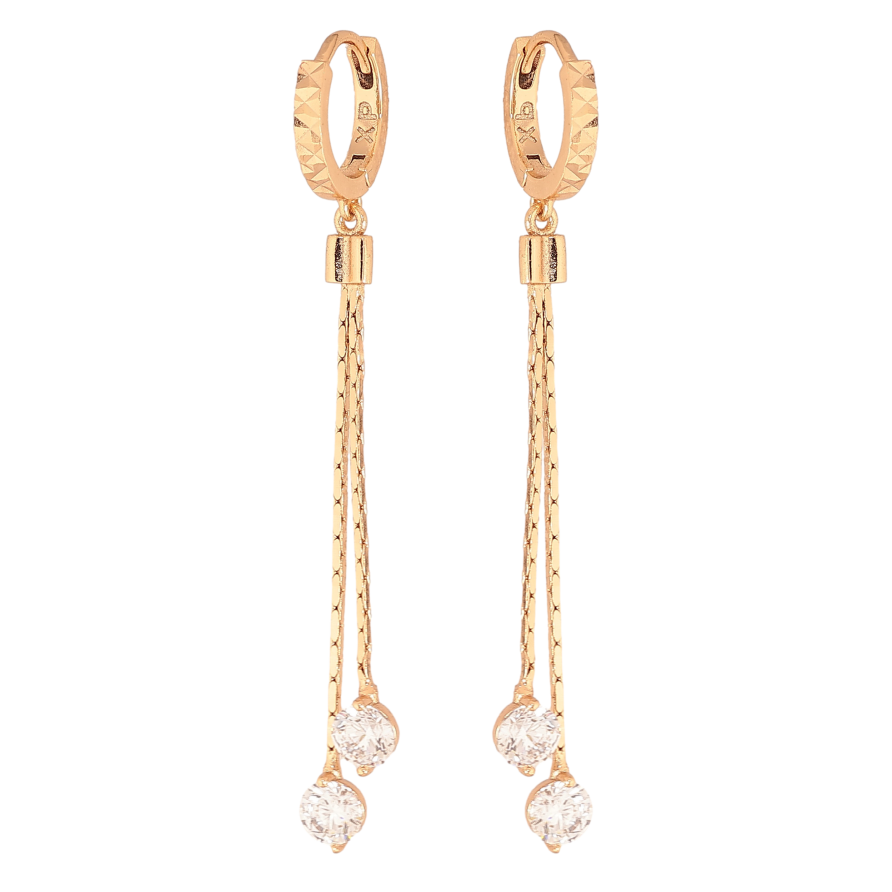 Серьги Xuping цвет Позолота 18К подвески на колечках "Кристальные подвески" фото №1 Серьги Xuping цвет Позолота 18К подвески на колечках "Кристальные подвески" фото №1