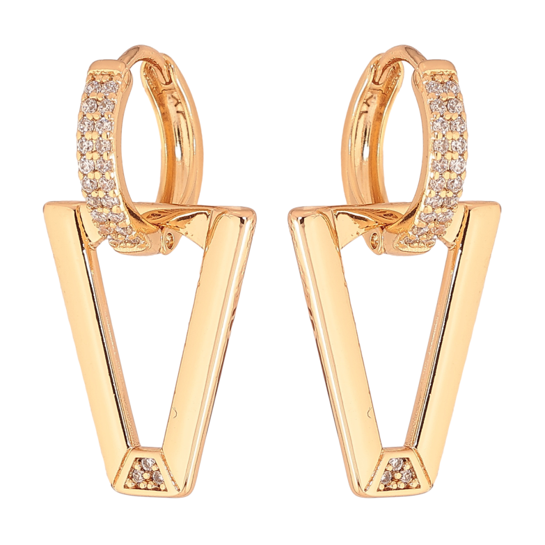 Сережки Xuping колір Позолота 18К підвіски на колечках "Візерунок з кристалами" фото №2