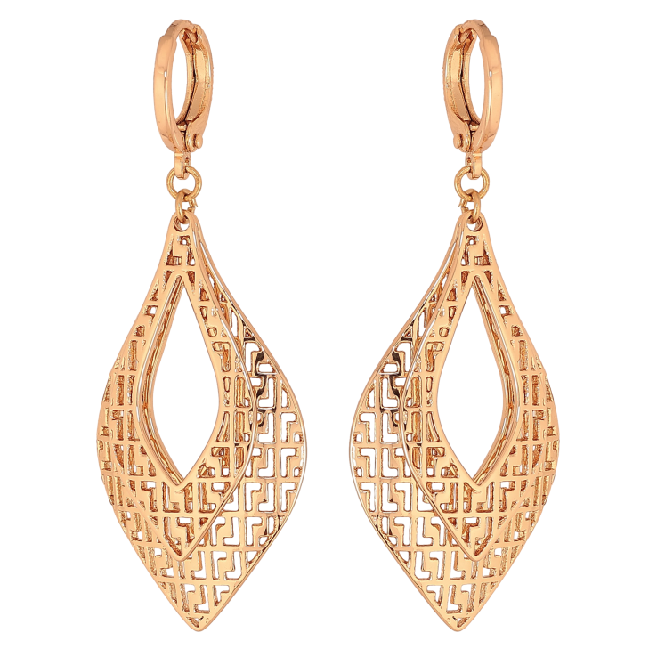 Сережки Xuping колір Позолота 18К підвіски на колечках "Різьблені підвіски" фото №7