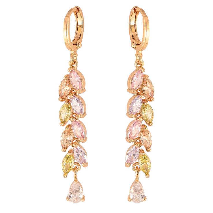 Серьги Xuping цвет Позолота 18К подвески на колечках "Колоски с разноцветными кристаллами" фото №14 Серьги Xuping цвет Позолота 18К подвески на колечках "Колоски с разноцветными кристаллами" фото №14