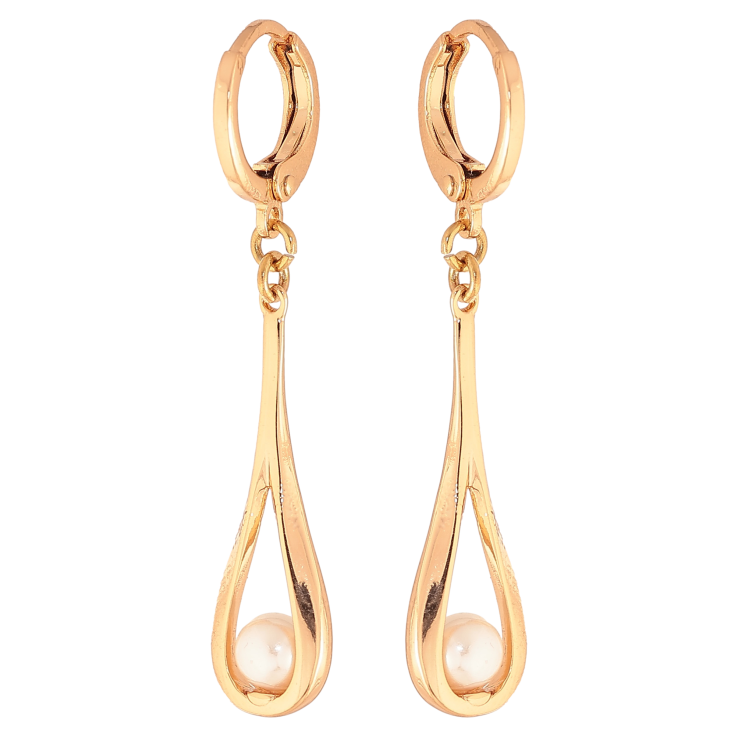 Серьги Xuping цвет Позолота 18K подвески на колечках "Жемчужные подвески" фото №20