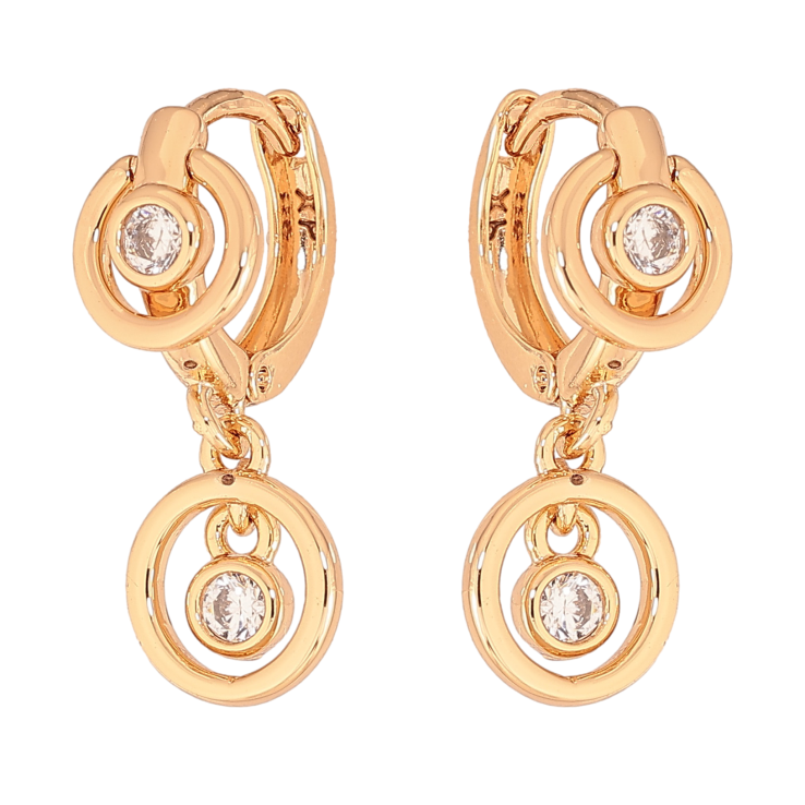 Сережки Xuping колір Позолота 18К підвіски на колечках "Візерунок з кристалами" фото №8 Сережки Xuping колір Позолота 18К підвіски на колечках "Візерунок з кристалами" фото №8